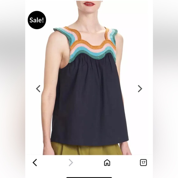 Corey Lynn Calter Tops - Corey Lynn Calter The Davi Wave embroidered Tank S perfect condition